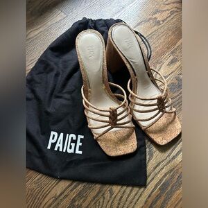 PAIGE Tan Strappy Heels with Cork Block